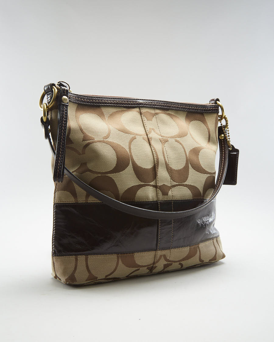 Y2K 00s Coach Monogram Brown Stripe Handbag - O/S
