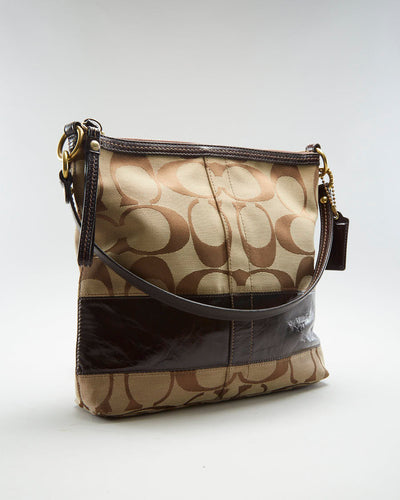 Y2K 00s Coach Monogram Brown Stripe Handbag - O/S