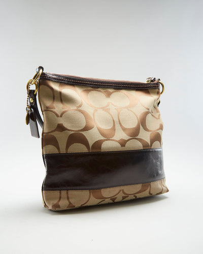 Y2K 00s Coach Monogram Brown Stripe Handbag - O/S