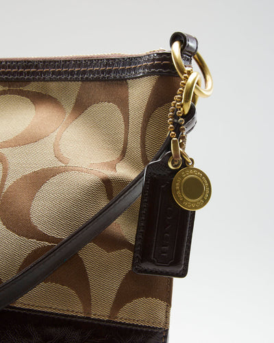 Y2K 00s Coach Monogram Brown Stripe Handbag - O/S