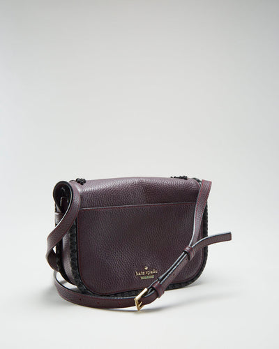 Kate Spade Purple Leather Black Diamante Cross Body Bag - O/S
