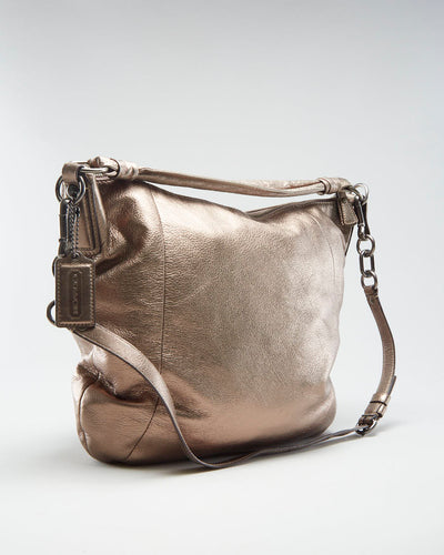 Coach Brown Metallic Leather Bag - O/S