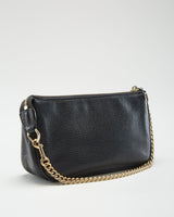 Coach Black Leather Handbag With Gold Chain - O/S