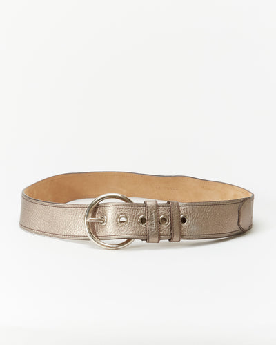 Prada Gold Silver Metallic Leather Belt - W31 W36