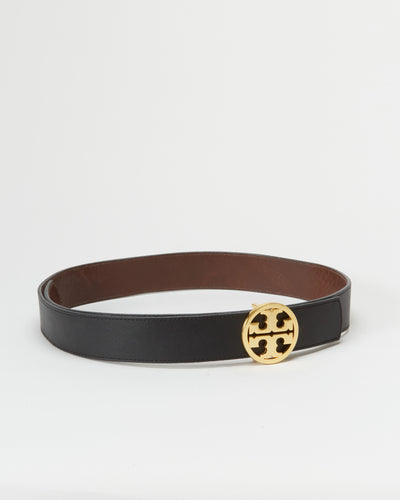Black Leather With Gold Buckle Belt - W32 W40