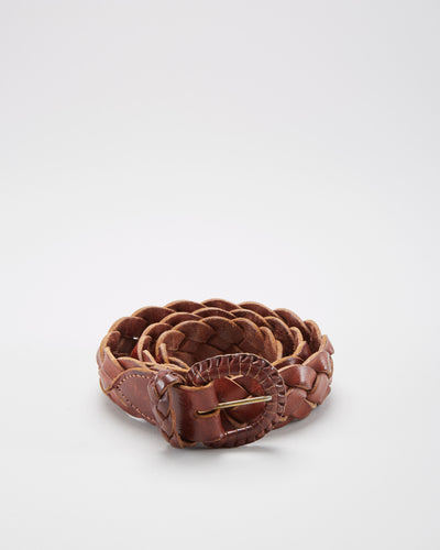 Ralph Lauren Platted Leather Belt - One Size
