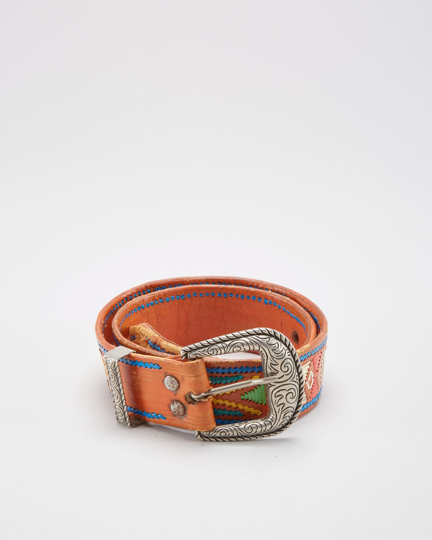 Vintage 1980s Handmade Leather Belt - W26 W31