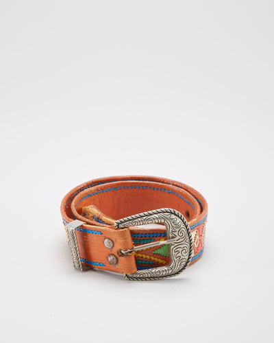 Vintage 1980s Handmade Leather Belt - W26 W31