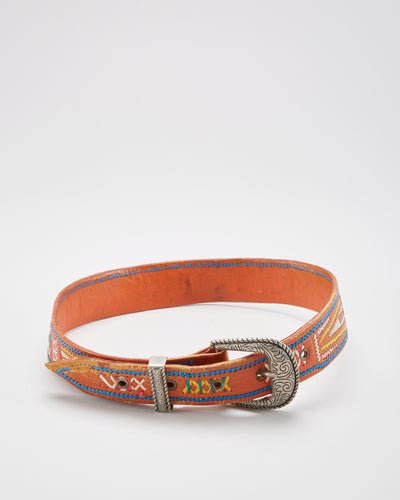 Vintage 1980s Handmade Leather Belt - W26 W31