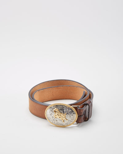 Tooled Leather Belt - W29 W33