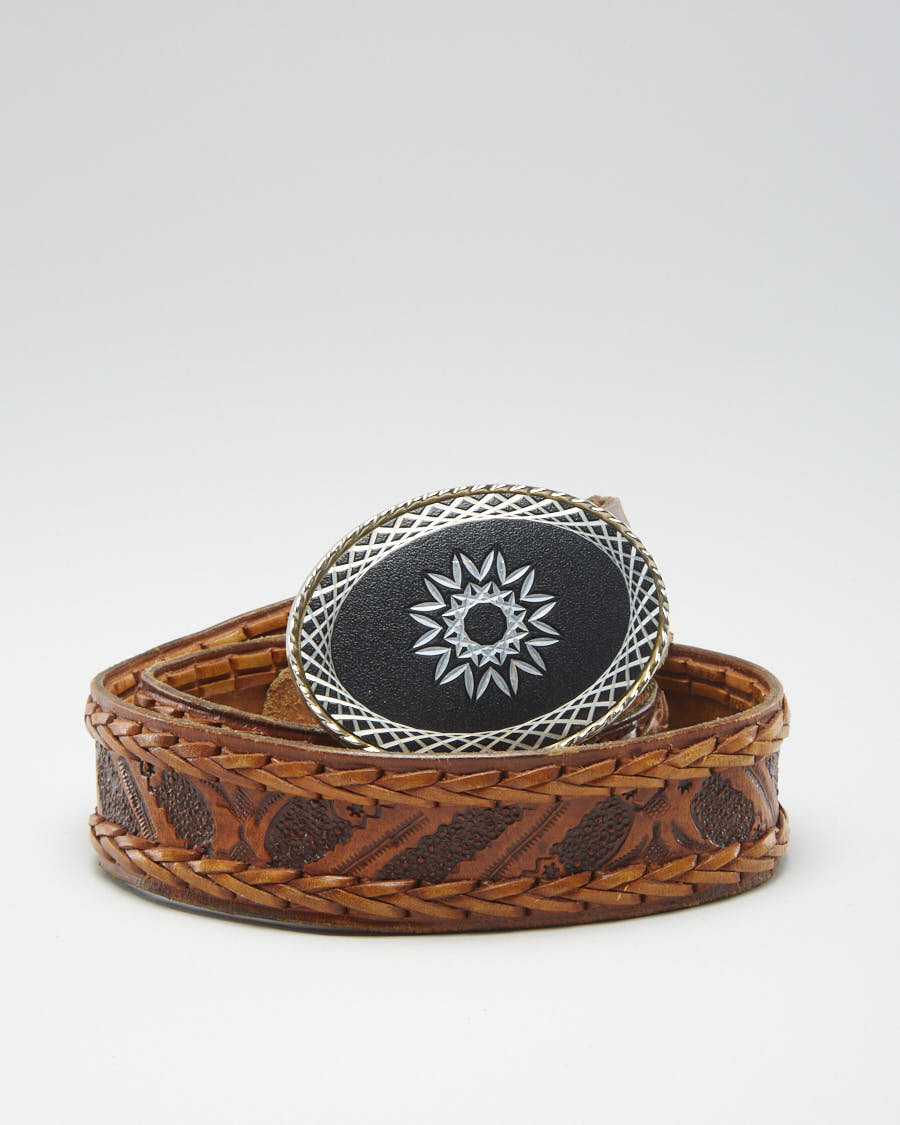 Vintage Textured Leather Belt - W36