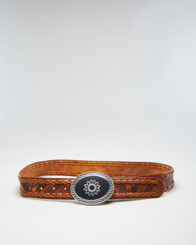 Vintage Textured Leather Belt - W36