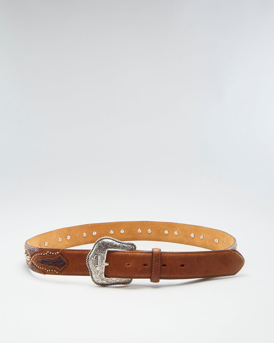 Vintage Leather Barbwire Belt - W36