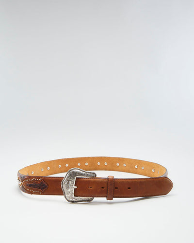 Vintage Leather Barbwire Belt - W36