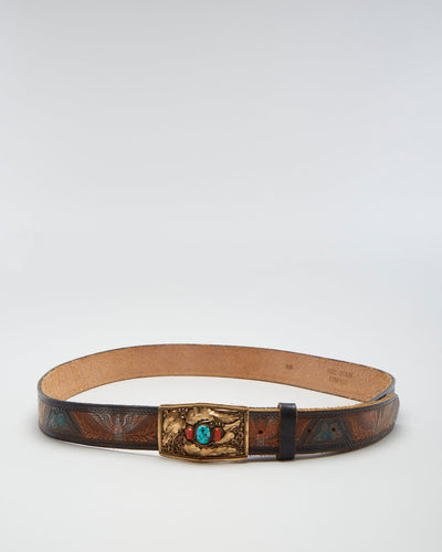 Vintage Full Cowhide Floral Belt - W42
