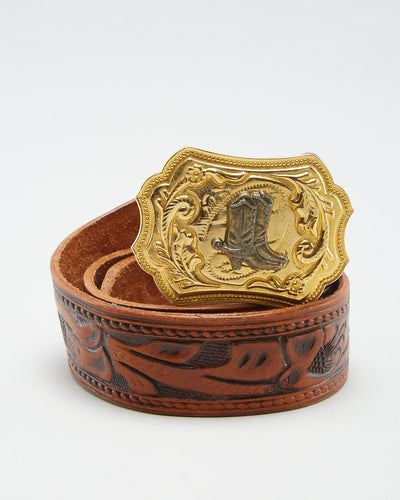 Vintage Leather Cowboy Boot Belt - W28