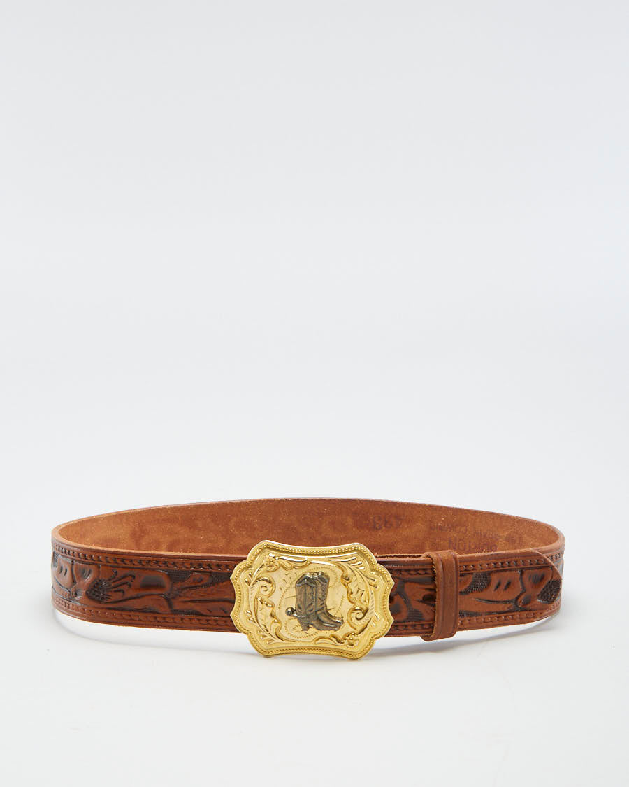 Vintage Leather Cowboy Boot Belt - W28