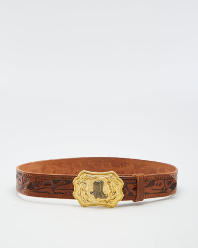 Vintage Leather Cowboy Boot Belt - W28