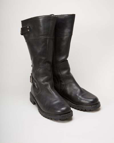 90s Harley Davidson Black Leather Boots - UK 6.5