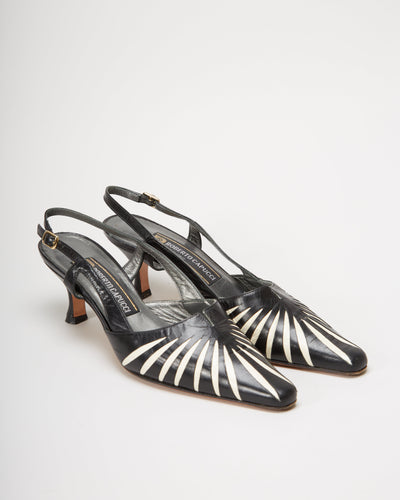 90s Roberto Capucci Black / White Patterned Heels - UK 5.5