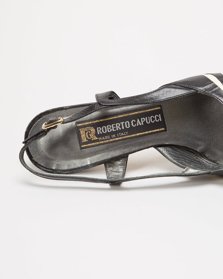 90s Roberto Capucci Black / White Patterned Heels - UK 5.5