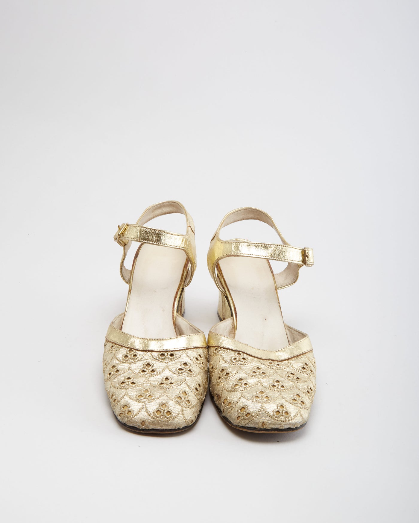 Vintage 1960s Gold Sling Back Shoes - UK 5