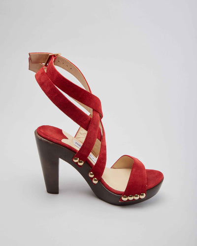 Jimmy Choo London Red Suede Sandals - UK 2