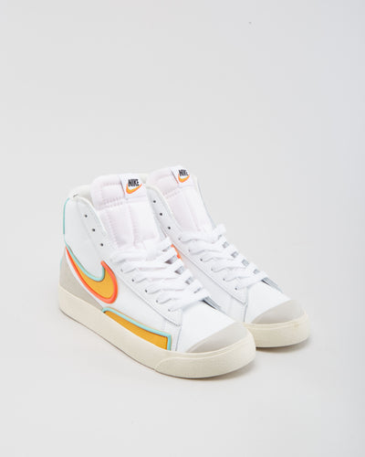 Nike Blazer White / Yellow Swoosh Trainers - UK4.5