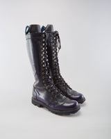 John Fluevog Black &amp; Purple Boots - Womens UK 9.5