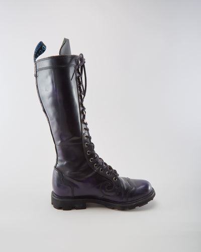 John Fluevog Black & Purple Boots - Womens UK 9.5