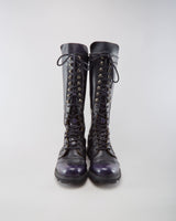 John Fluevog Black &amp; Purple Boots - Womens UK 9.5