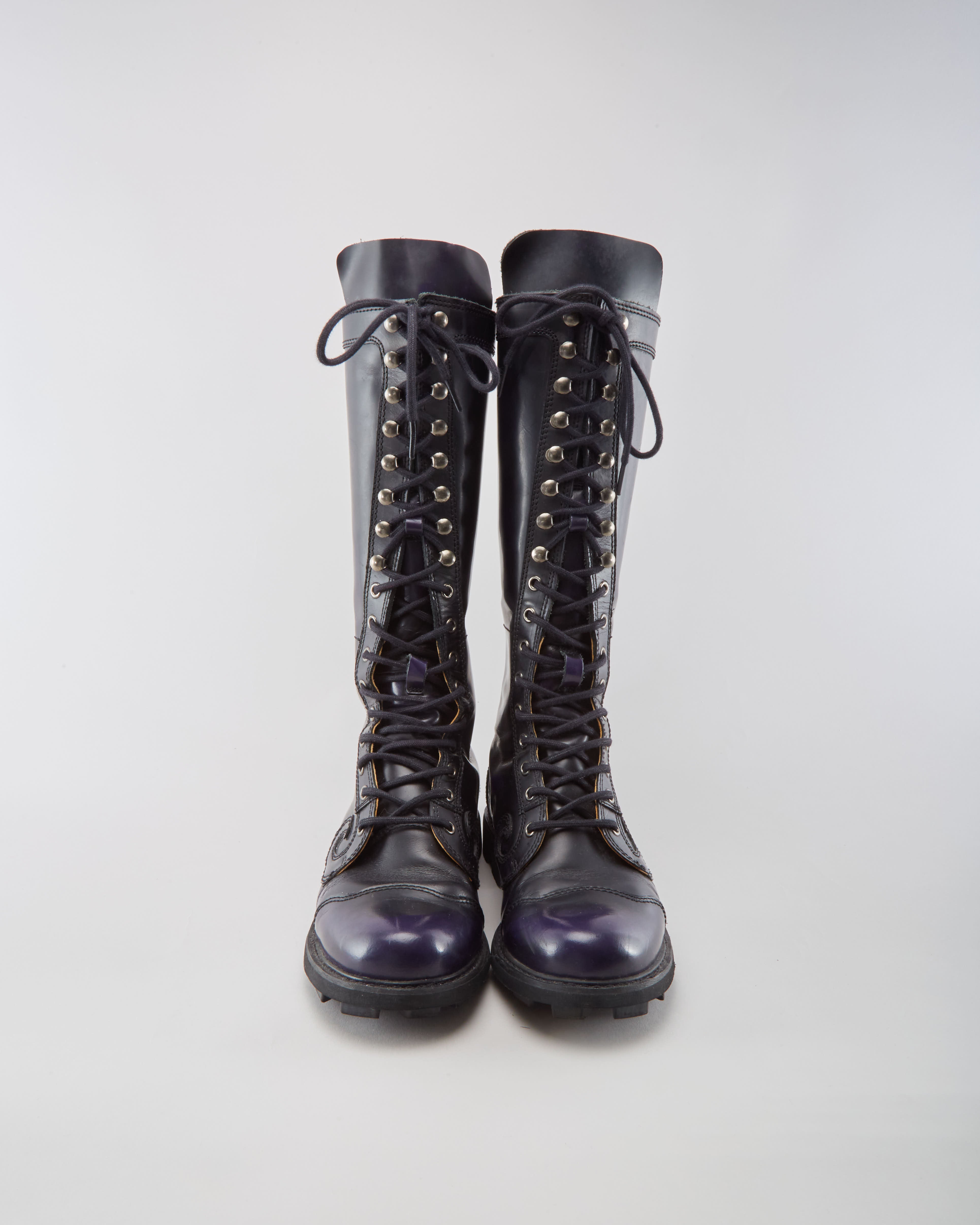 John Fluevog Black &amp; Purple Boots - Womens UK 9.5
