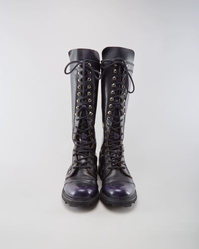 John Fluevog Black & Purple Boots - Womens UK 9.5