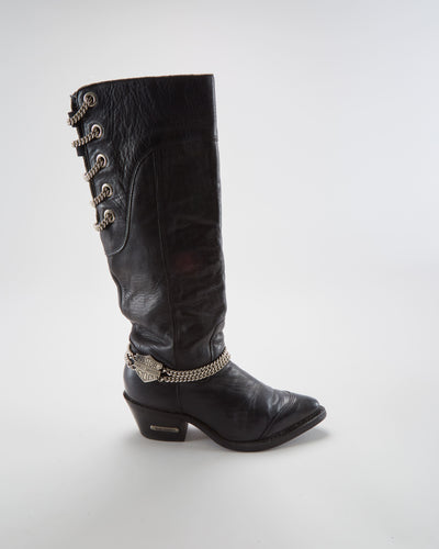 Vintage Harley Davidson Black Leather Boots - Womens UK 4