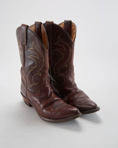 Justin Cowboy Brown Leather Boots - Women UK 7