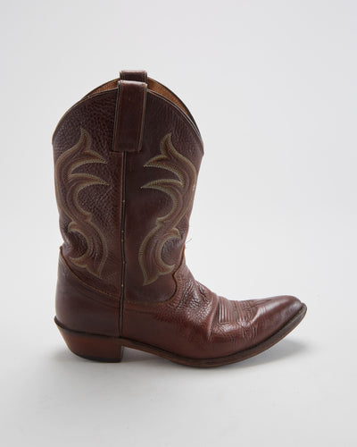 Justin Cowboy Brown Leather Boots - Women UK 7