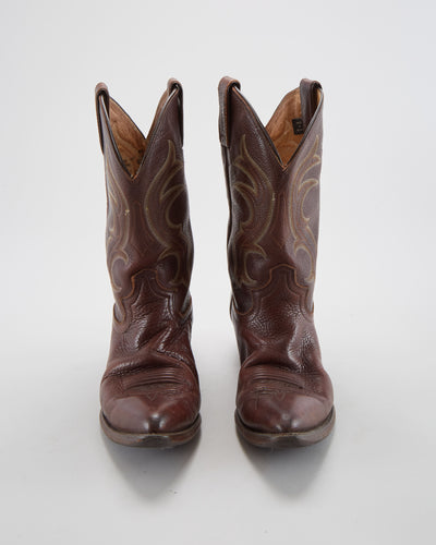 Justin Cowboy Brown Leather Boots - Women UK 7