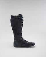 Vintage 90s Prada Lace Up Black Boots - Womens UK 7