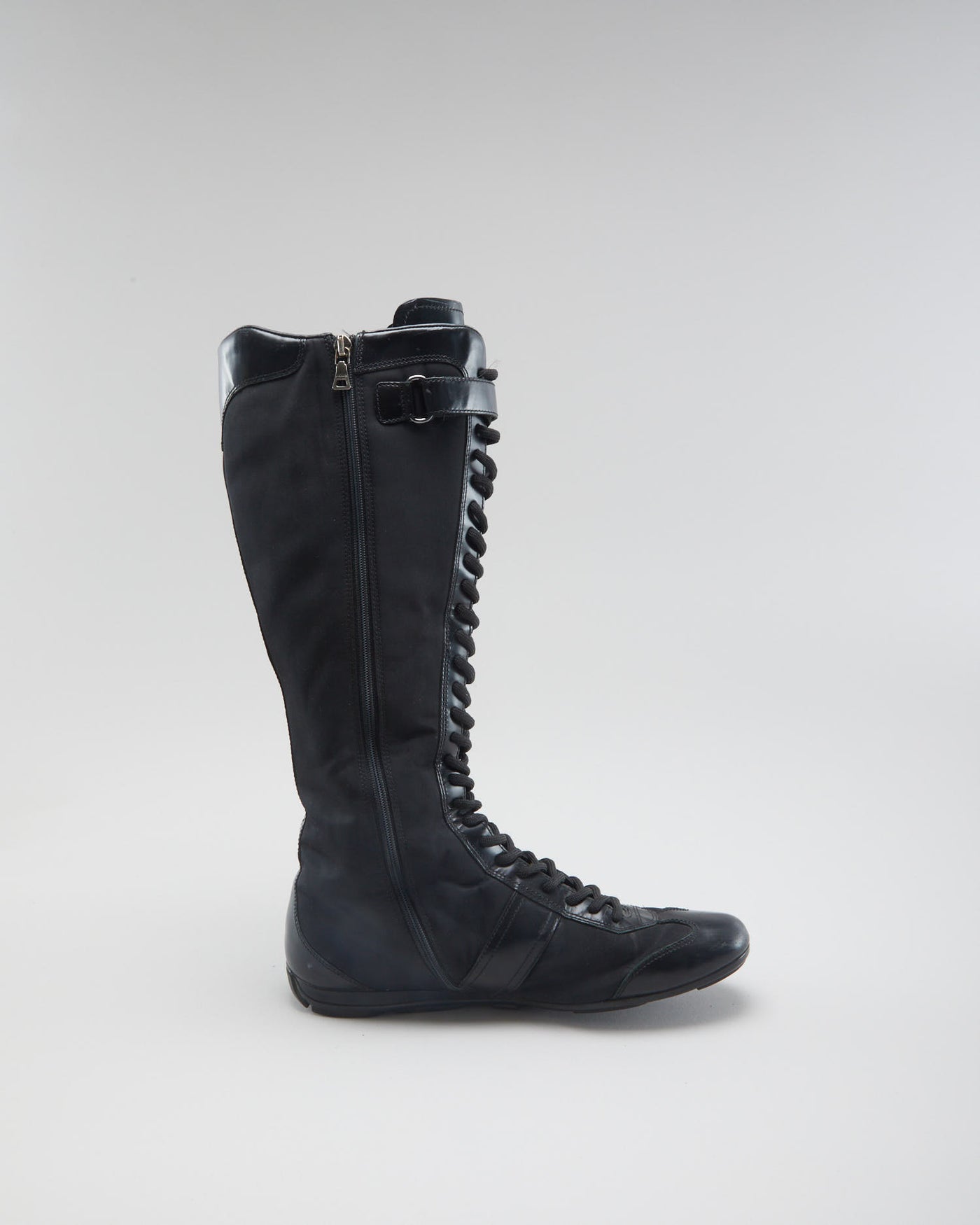 Vintage 90s Prada Lace Up Black Boots - Womens UK 7