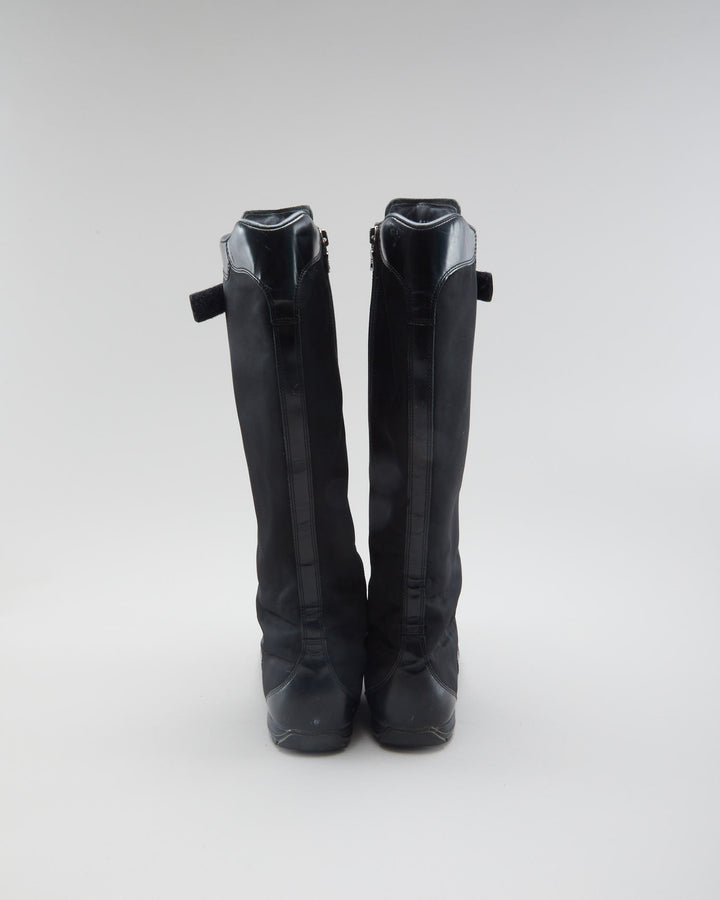 Vintage 90s Prada Lace Up Black Boots - Womens UK 7