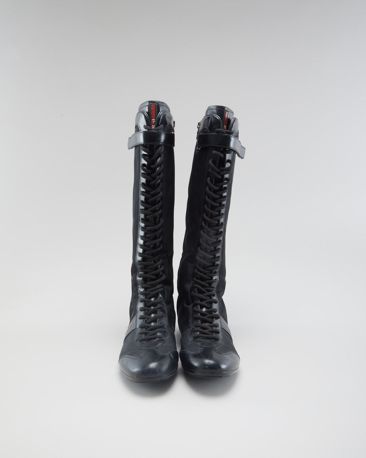 Vintage 90s Prada Lace Up Black Boots - Womens UK 7