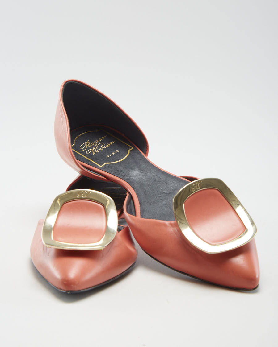 Roger Vivier Pink Leather Ballet Flats - EUR 35.5