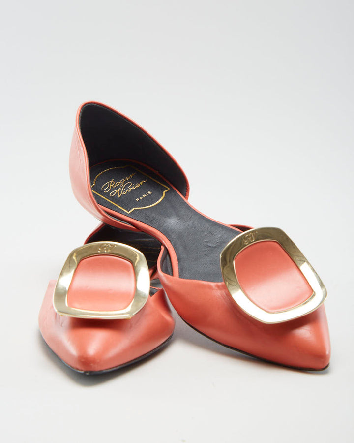 Roger Vivier Pink Leather Ballet Flats - EUR 35.5