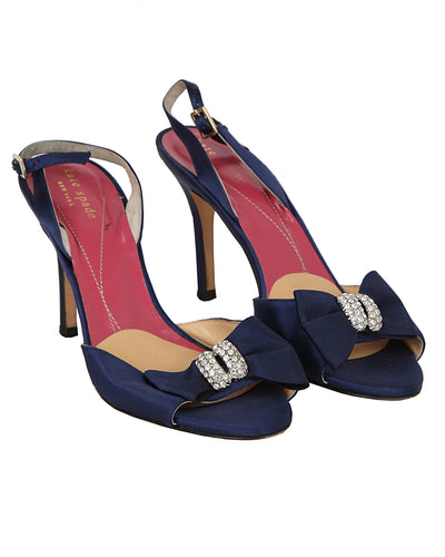 Kate Spade Blue Satin High Heel Slingbacks - UK 5.5