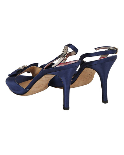 Kate Spade Blue Satin High Heel Slingbacks - UK 5.5