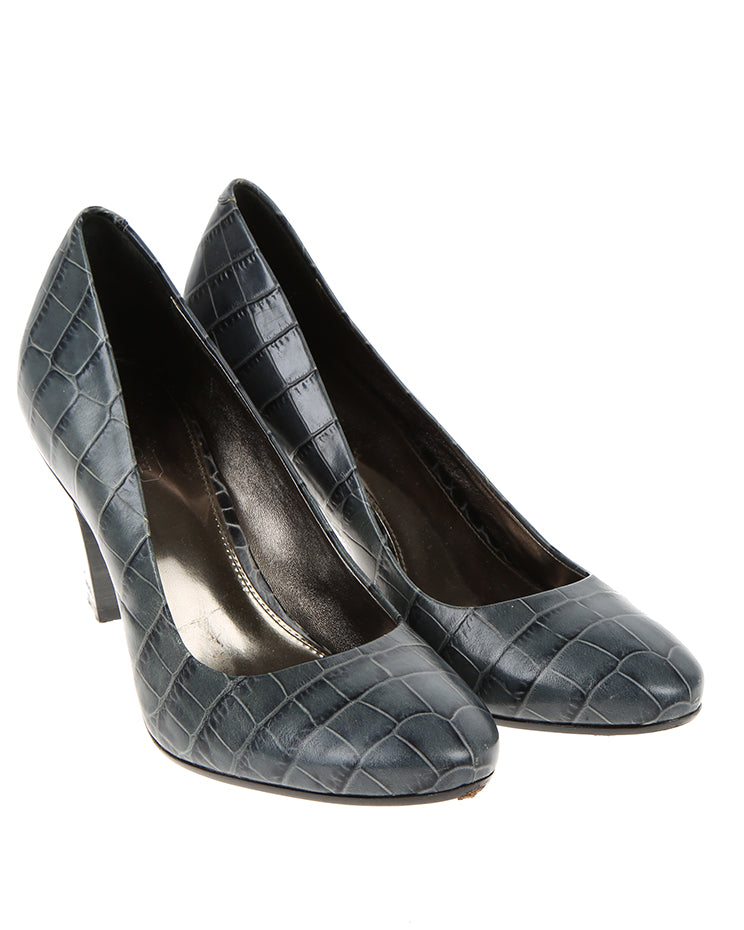 Coach Grey Snakeskin Effect High Heeled Shoes - UK 5