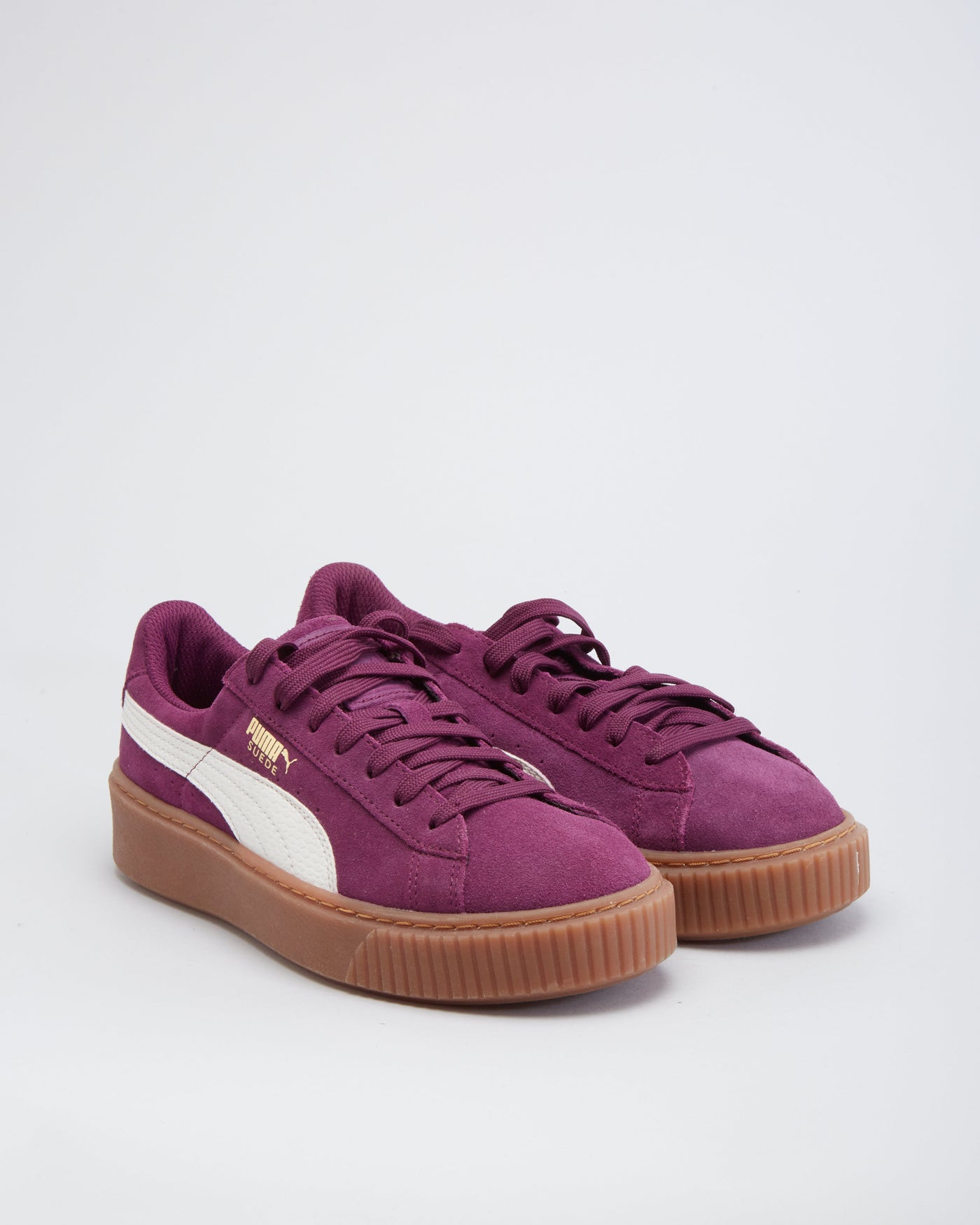 Puma Suede Platforms Purple Gum Sole Trainer UK