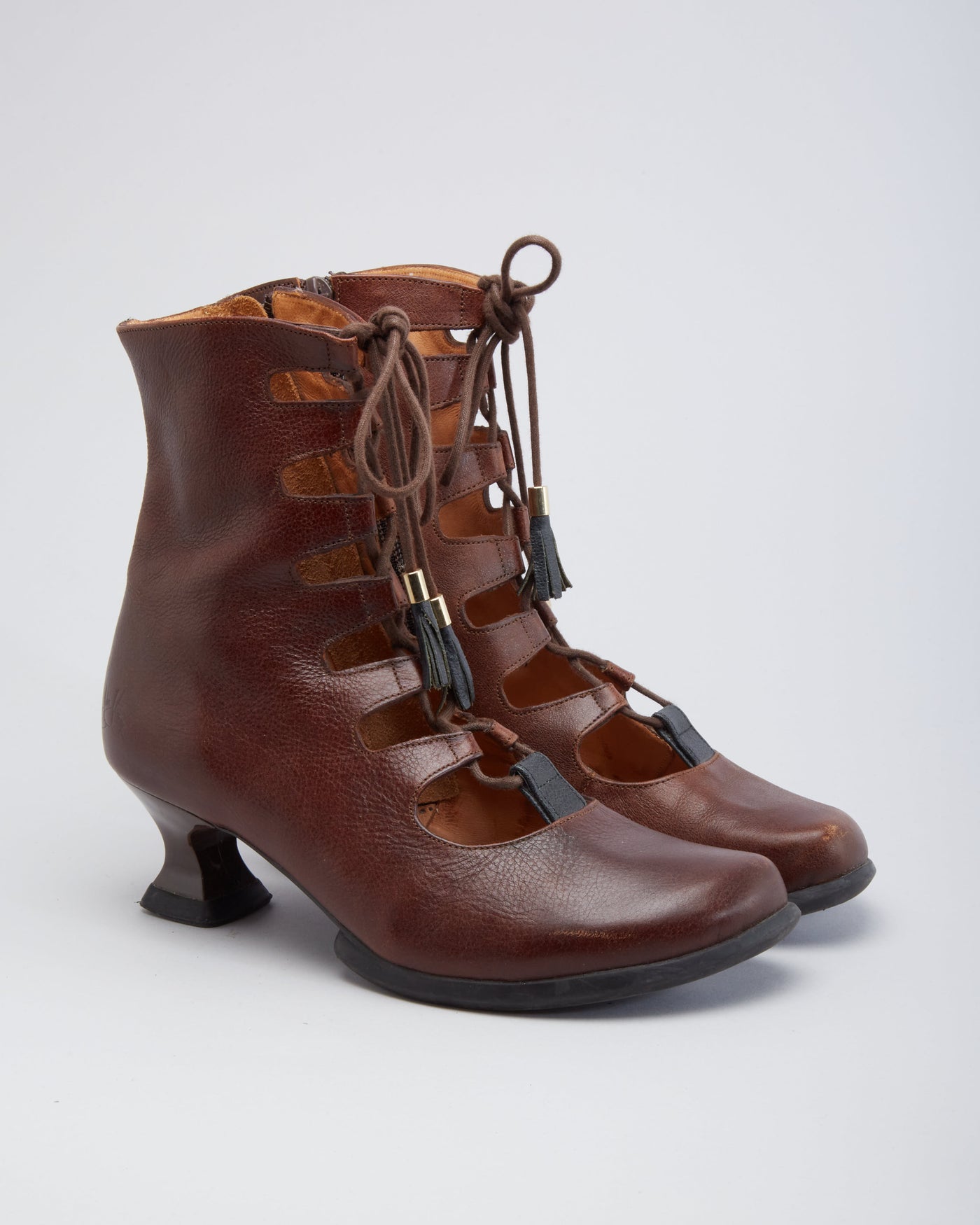 Vintage lace up Victorian Heel Boots - UK 5.5