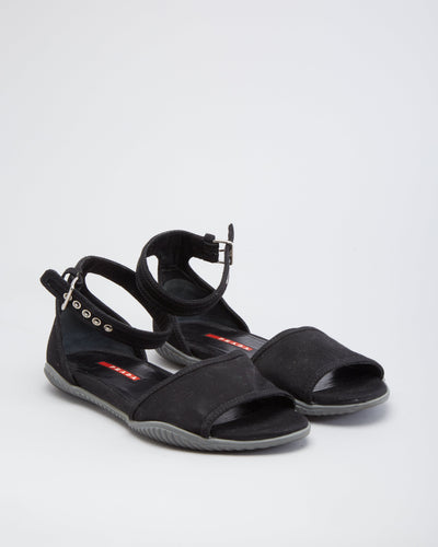 Prada Black Canvas Flat Sandals  - UK 6