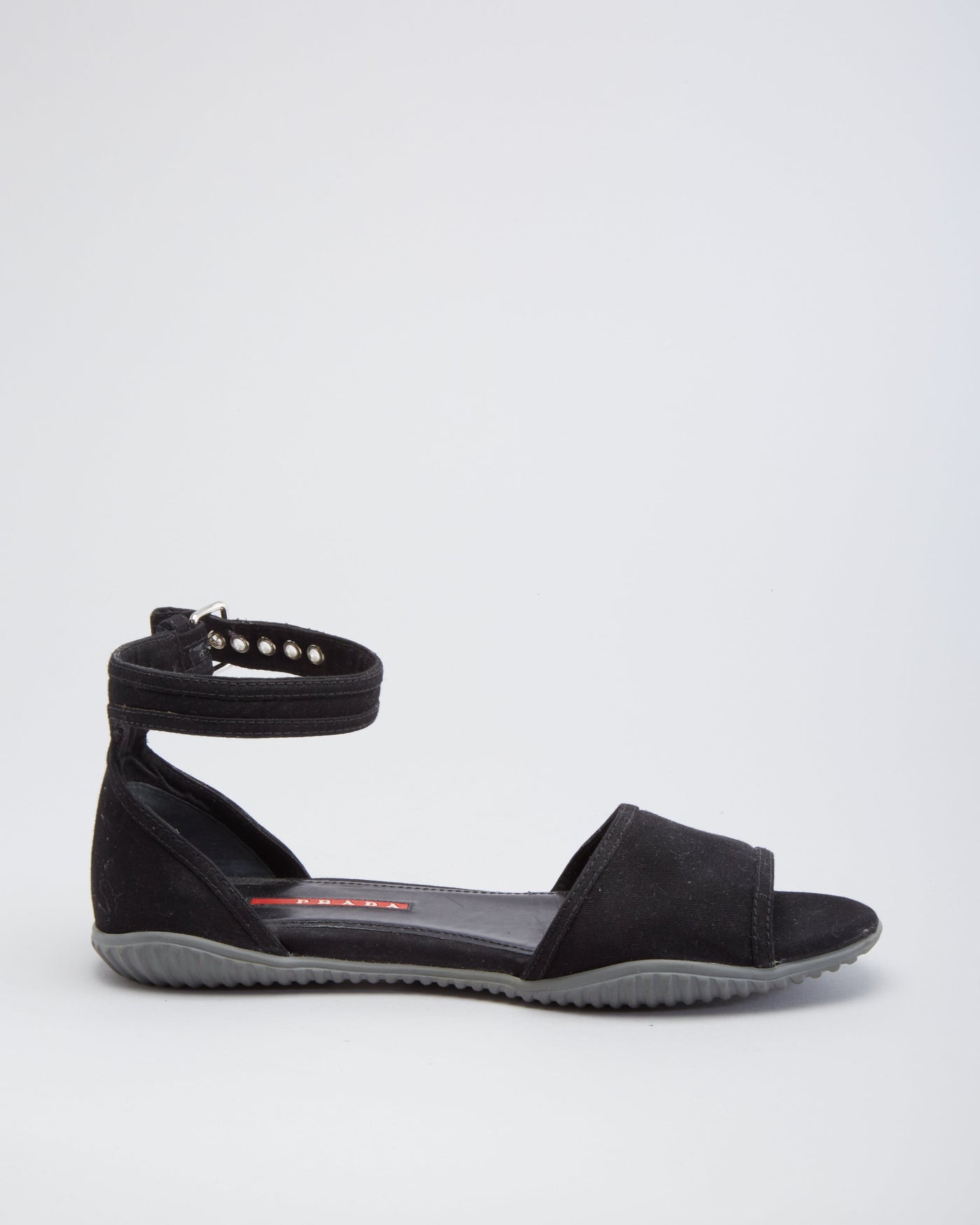 Prada Black Canvas Flat Sandals  - UK 6